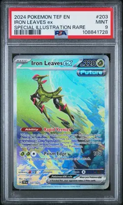 2024 Pokemon Temporal Forces Iron Leaves EX Special Illustration PSA9, 203/162 - Image 1