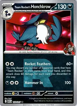 Team Rocket's Honchkrow (Team Rocket) 127/217 AH Pokemon Reverse Holo NM - Image 2