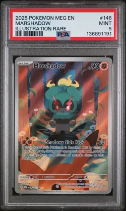 2025 POKEMON MEG EN-MEGA EVOLUTION ILLUSTRATION RARE #146 MARSHADOW PSA 9 - Image 1