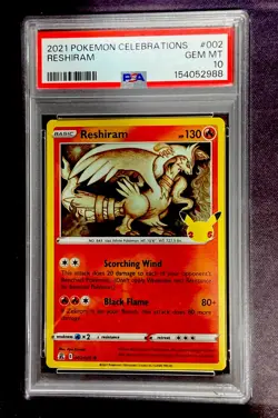 2021 POKEMON CELEBRATIONS #002 RESHIRAM PSA 10 GEM MINT - Image 1