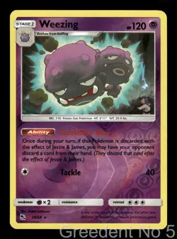 Weezing 29/68 Rare Hidden Fates Pokemon Reverse Holo Near Mint - Image 1