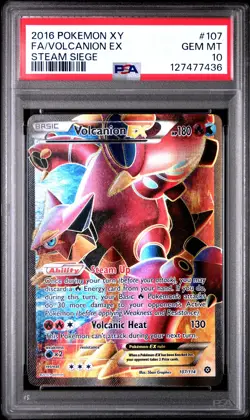 2016 POKEMON XY STEAM SIEGE #107 FULL ART/VOLCANION EX PSA 10 - Image 1