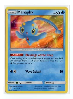 Manaphy 25/73 Holo Rare Holo Shining Legends Pokemon NM - Image 1