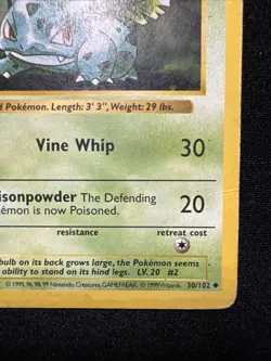 1999 Pokemon Base Set Ivysaur Shadowless 1st Edition 30/102 English HP - Image 5