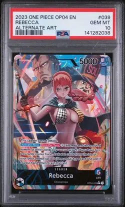 2023 ONE PIECE OP04-KINGDOMS OF INTRIGUE ALTERNATE ART #039 REBECCA PSA 10 - Image 1