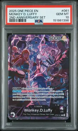 🎆 2025 One Piece EN 2nd Anniversary Set #061 Monkey D Luffy PSA 10 GEM MINT - Image 1