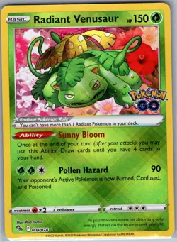 Radiant Venusaur 004/078 Pokemon GO - Pokemon Card - NM - Image 1