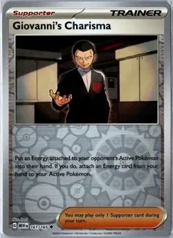 Pokemon Card - Giovanni's Charisma 161/165 151 Uncommon Reverse Holo Near Mint - Image 1