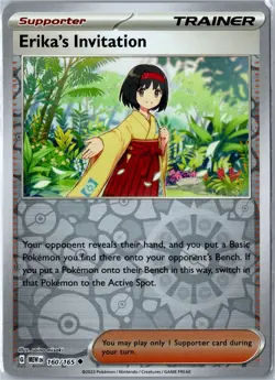 Pokemon Card - Erika's Invitation 160/165 151 Uncommon Reverse Holo Near Mint - Image 1