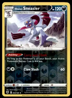 Hisuian Sneasler 093/189 Holo Rare Astral Radiance Pokemon Reverse Holo NM - Image 1
