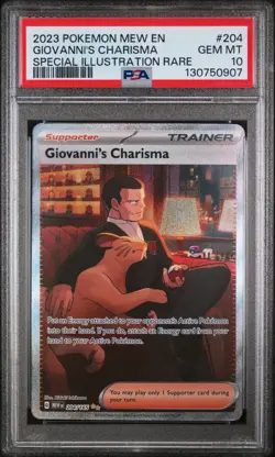 2023 Pokemon Mew EN Giovanni's Charisma Special Illustration Rare PSA 10 #204 - Image 1