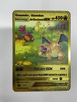 Pokemon EVOLUTION & Charizard GX HP450 Gold Metal Card-Collectible Gift Display - Image 1