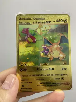 Pokemon EVOLUTION & Charizard GX HP450 Gold Metal Card-Collectible Gift Display - Image 3