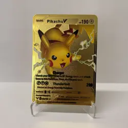 PikachuV HP190 Gold Metal Pokemon Card-Collectible Gift Display！good - Image 1
