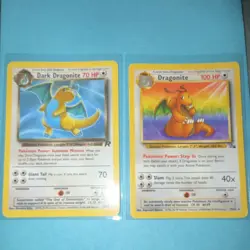 Nintendo Pokemon TCG Team Rocket Base Set Card Lot (2) Dragonite Dark Dragonite - Image 1