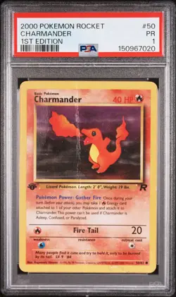 2000 POKEMON ROCKET 1ST EDITION #50 CHARMANDER PSA 1 - Image 1