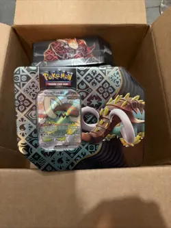Pokemon Paldean Fates Tins set of 3- CHARIZARD, GREAT TUSK, IRON TREADS - Image 3