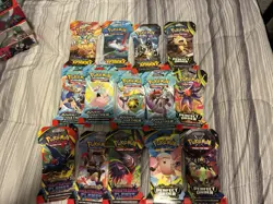 Pokemon TCG Sleeved Booster Packs Lot Of 14 Surging Sparks Phantasmal Perfect - Image 1
