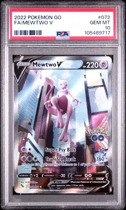 Pokemon Mewtwo V Pokemon Go 072/078 PSA 10 - Image 1