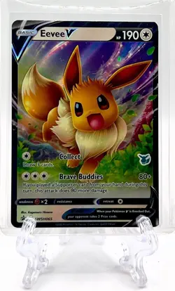EEVEE V 2022 Pokemon TCG Sun & Moon Promo #SWSH065 BATTLE ACADEMY STAMPED HOLO - Image 1