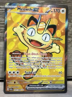 🔥 2026 POKEMON MEOWTH EX FULL ART# 107/088 MEGA EVOLUTION PERFECT ORDER - Image 1