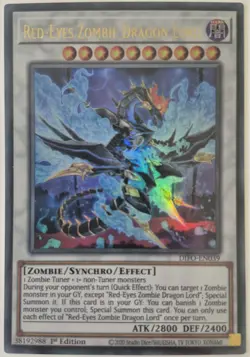 YuGiOh Red-Eyes Zombie Dragon Lord Ultra Rare 1st Edition DIFO-EN039 - Image 1