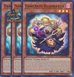 Yugioh! 3x Darkness Resonator BLZD-EN001 Super Rare 1st Ed NM - Image 1