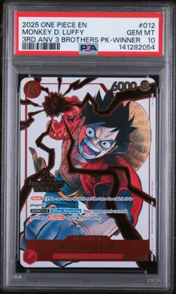 One Piece Monkey D. Luffy #ST01-012 3rd Anniversary Winner Stamped PSA 10 - Image 1