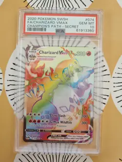 Pokemon 2020 Charizard VMAX 074/073 Full Art SR Champion's Path GEM MINT PSA 10 - Image 1