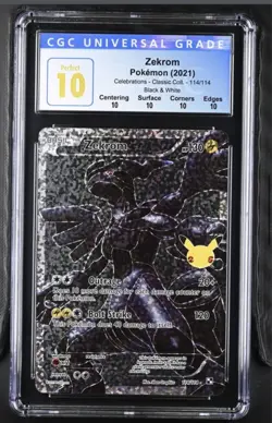 2021 POKEMON CELEBRATIONS #114 ZEKROM CGC PERFECT 10 POP 5 BLACK LABEL - Image 1