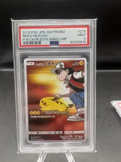 Pokemon Red's Pikachu 270/SM-P SM-P Promo Holo Japanese 2018 PSA 9 - Image 1