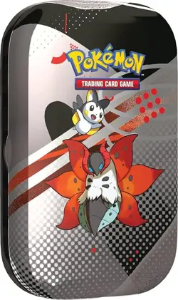 Pokemon TCG: Unova Mini Tin – Volcarona & Emolga (2 Booster Packs & 1 Sticker Ca - Image 1