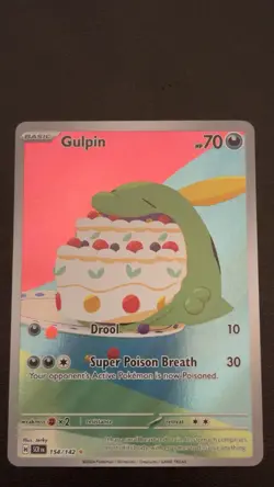 Pokemon TCG Gulpin 154/142 Stellar Crown Illustration Rare Full Art Holo - Image 1