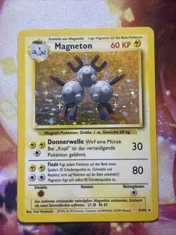 Pokemon TCG Magneton Base Set 9/102 Holo Rare German Vintage Mp - Image 1