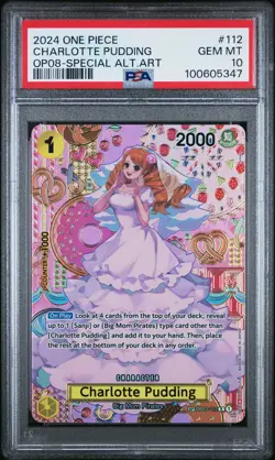2024 ONE PIECE OP08-TWO LEGENDS SPECIAL ALTERNATE ART CHARLOTTE PUDDING PSA 10 - Image 1