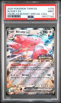 Pokemon TCG Blissey ex 134/167 Twilight Masquerade Stamped Promo Card - PSA 9 - Image 1