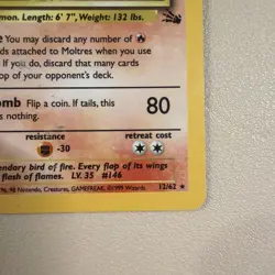 Moltres Fossil 12/62 - Unlimited Holo Rare Card - Pokemon Card TCG - HP/DMG - Image 3