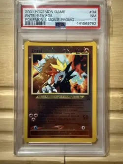 Pokemon TCG Entei #34 Reverse Holo Promo Card 2001 Movie Promo PSA 7 NM! - Image 1
