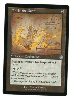 MTG Swiftfoot Boots Retro Frame Schematic Brothers War Magic The Gathering TCG - Image 1
