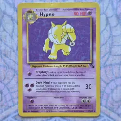 Pokemon TCG Hypno Fossil Card 23/62 Unlimited Regular Non-Holo Rare MP - Image 1