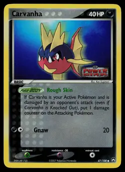 Pokemon Card - Carvanha Power Keepers 47/108 Reverse Holo Common - Image 1