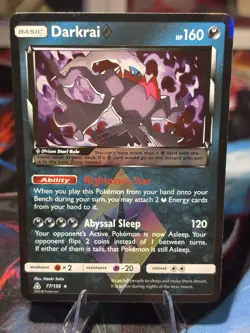 Pokemon 2018 Sun & Moon Ultra Prism Darkrai 77/156 Prism Star Lightly Played - Image 1