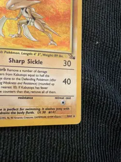 Pokemon TCG Kabutops 9/62 Fossil Holo Rare HP - Image 5