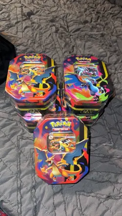 SEALED CASE! Pokemon Mega Charizard Tins 5x - Image 1