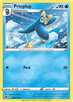 Prinplup 036/172 Uncommon Brilliant Stars Pokemon Reverse Holo NM/M - Image 4