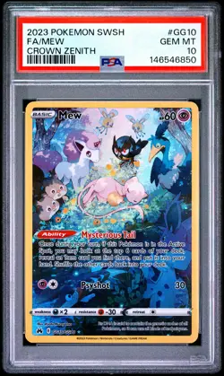 2023 POKEMON SWORD & SHIELD CROWN ZENITH #GG10 FULL ART/MEW PSA 10 - Image 1