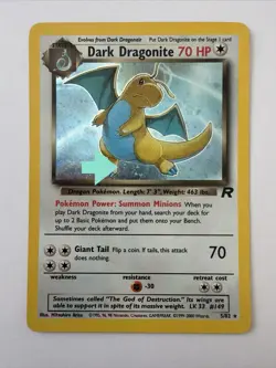 2000 Pokemon Team Rocket Unlimited #5 Dark Dragonite HOLO Rare w/ Swirl 💫 - Image 1