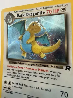 2000 Pokemon Team Rocket Unlimited #5 Dark Dragonite HOLO Rare w/ Swirl 💫 - Image 3