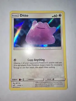Pokemon Ditto 17/18 Detective Pikachu Holo Basic 60 HP Holo Rare 2019 English - Image 1