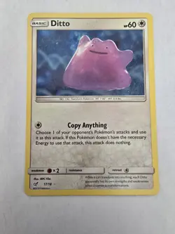 Pokemon Ditto 17/18 Detective Pikachu Holo Basic 60 HP Holo Rare 2019 English - Image 2